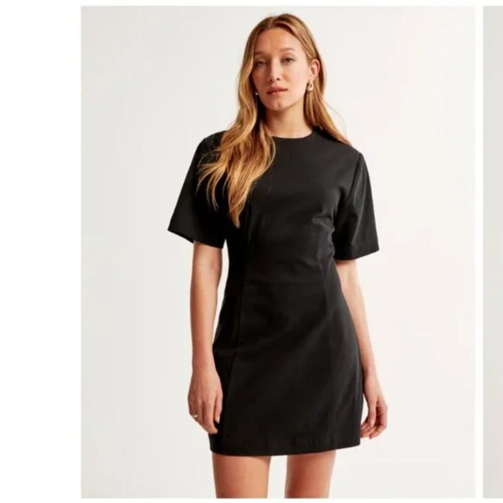 Abercrombie Black linen shift dress - small
